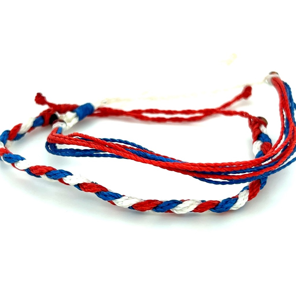 Red, White, and Blue Braided Bracelet (d)